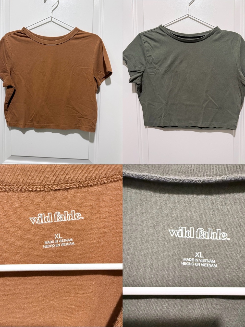 wild fable Cropped Crewneck Tee in Brown and Olive